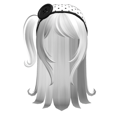 🍀Swirly Hair w Polka Dot White Headband(White) Roblox item