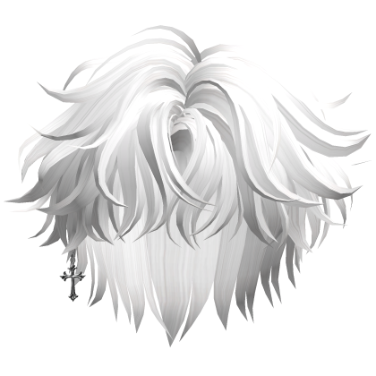 White Messy Middle Part Hair w/ Earring