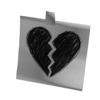 Black/White Broken Heart Sticky Note (For Korblox)