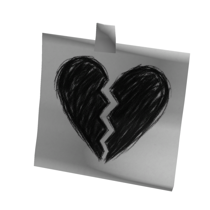Black/White Broken Heart Sticky Note (For Korblox)