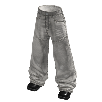Distressed Baggy Jeans (Light Grey)