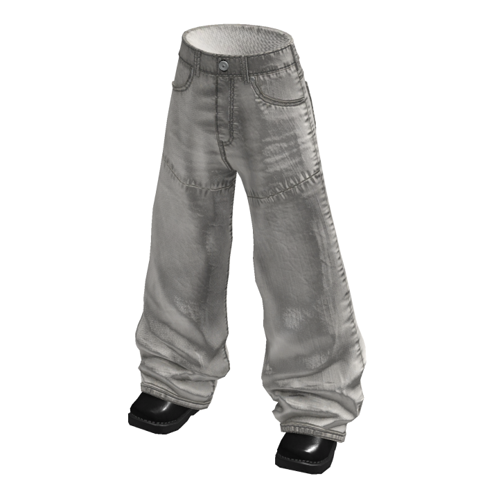Distressed Baggy Jeans (Light Grey)