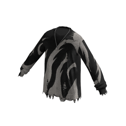 Abstract Distressed Sweater (Black & Grey)