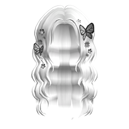 🍀Curly Hair w Butterfly(White) Roblox item
