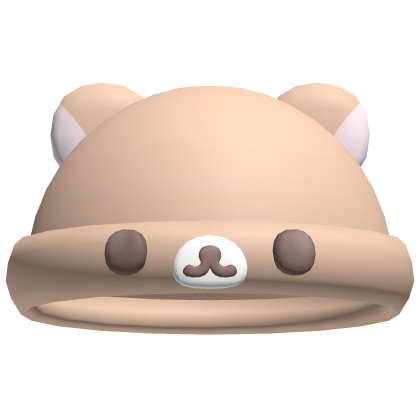 ♡꒰ cute cozy kuma bear beanie brown Roblox item