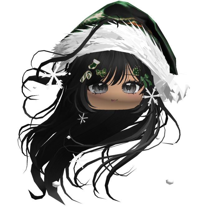 Windy Anime Hair w/Santa Hat (Black)