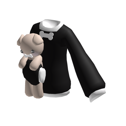 ꒰♡꒱ kawaii black sweater hugging brown dog thumbnail