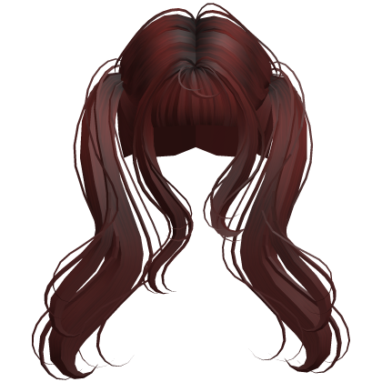 Dark Red Cute Flowy High Pigtails