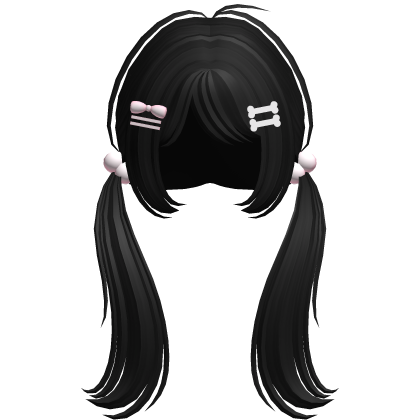 🤍 cutecore pigtails with hair clips black