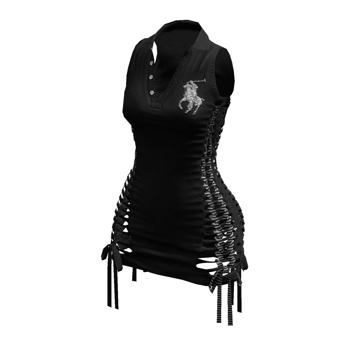 Braided Cutout Sleeveless Polo (Black Liquorice)