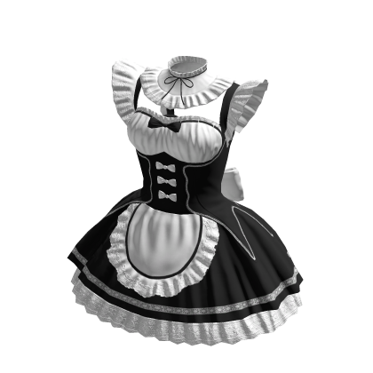 Maid Dress Black White Classic Anime Ruffle Ribbon thumbnail