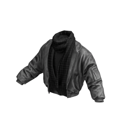 Gray Starboy Leather Jacket w/ Scarf