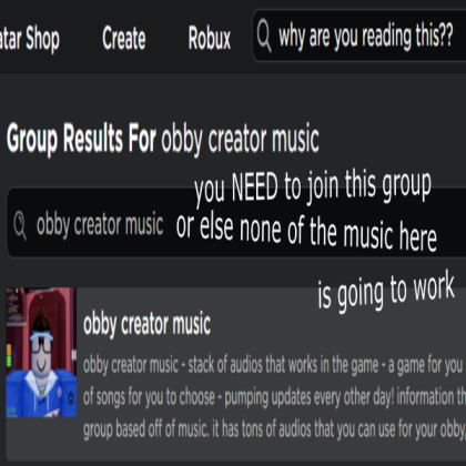 obby creator music Roblox decal
