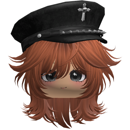 Ginger Short Wolfcut w/ Captain Hat & Chibi Face Roblox item