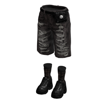 Denim Teared Stylish Jorts (Brown Black)