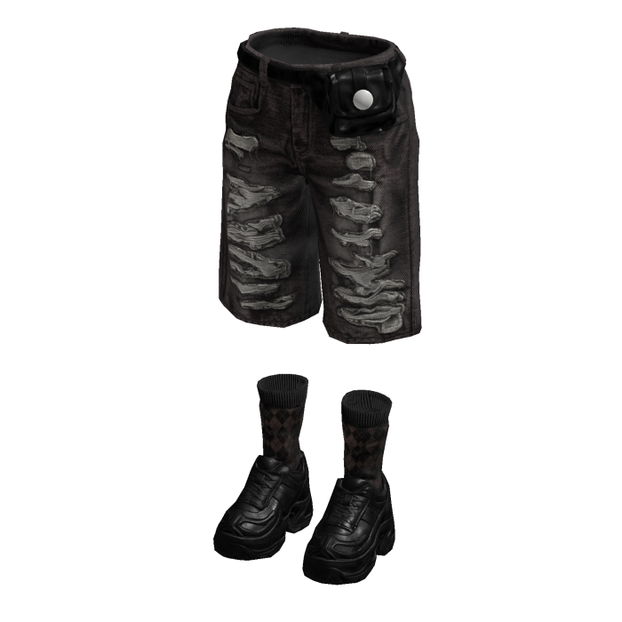 Denim Teared Stylish Jorts (Brown Black)
