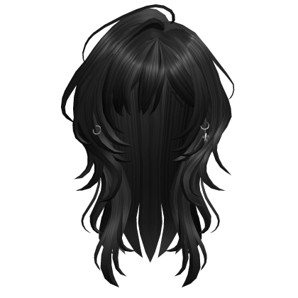 Black Feathered Wolfcut w/ earrings