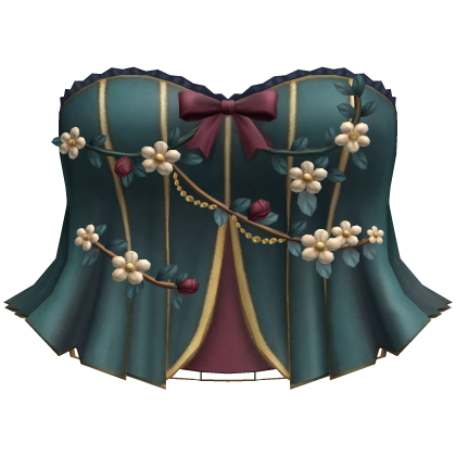Teal Y2K Flower Corset