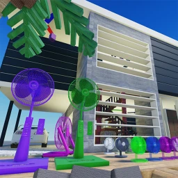 Modern House with Many Fans icon
