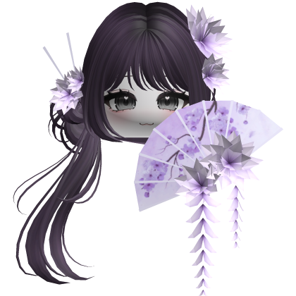 Side Ponytail w/ Cherry Blossoms & Fan