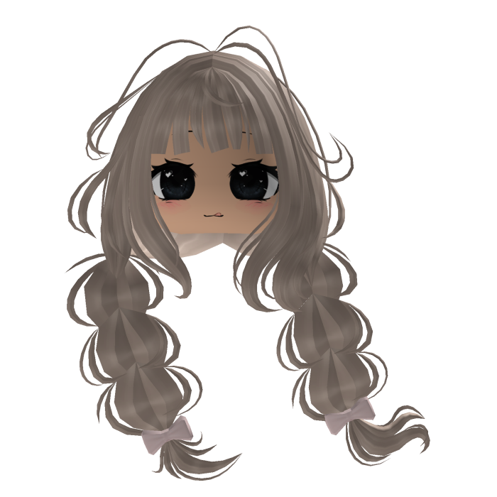 Cute Light Brown Braids Hair Kawaii W/ Cute Face