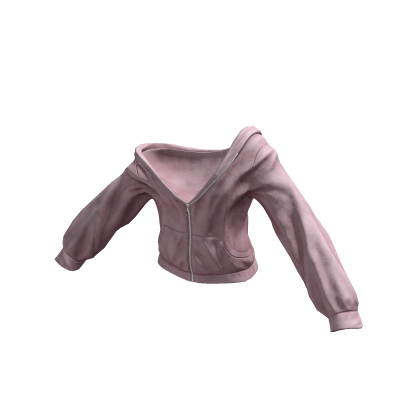 Pink Baggy Off Shoulder Hoodie Pullover Zipper thumbnail