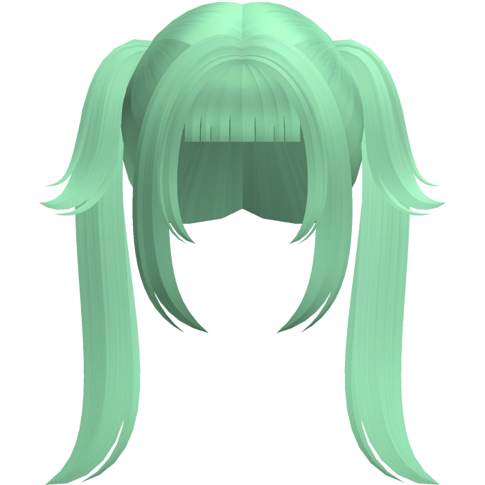 green cute neat moe anime pigtails