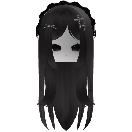 ♡ moe vkei girl hair w headress + mask (gray) Roblox item