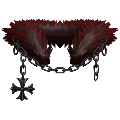 Crimson Chained Chrome Pendant Neck Fur