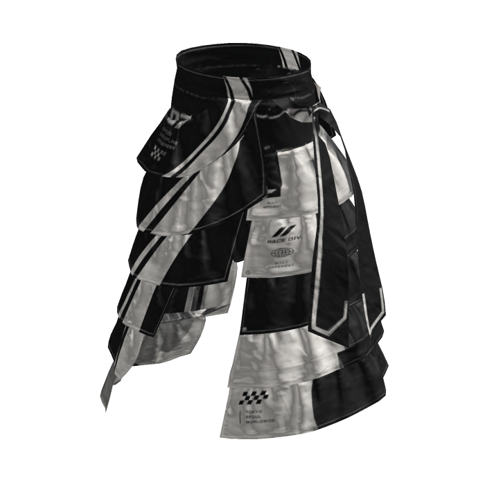 Black Y3K Racing Layered Wide Pants [PBR]