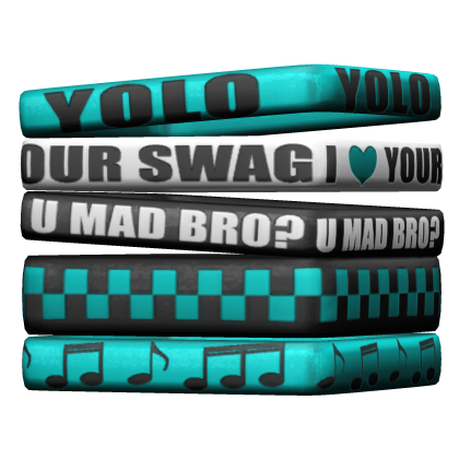 R6 Teal Scene Emo Y2K Rubber Bands Bracelet Set 