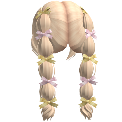 Pink&Yellow Bow-Tied Bubble Braids (Blonde) Roblox item