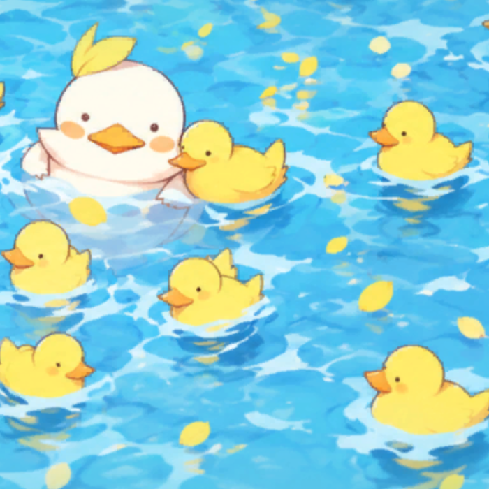 Kawaii Cute Duck Water Background