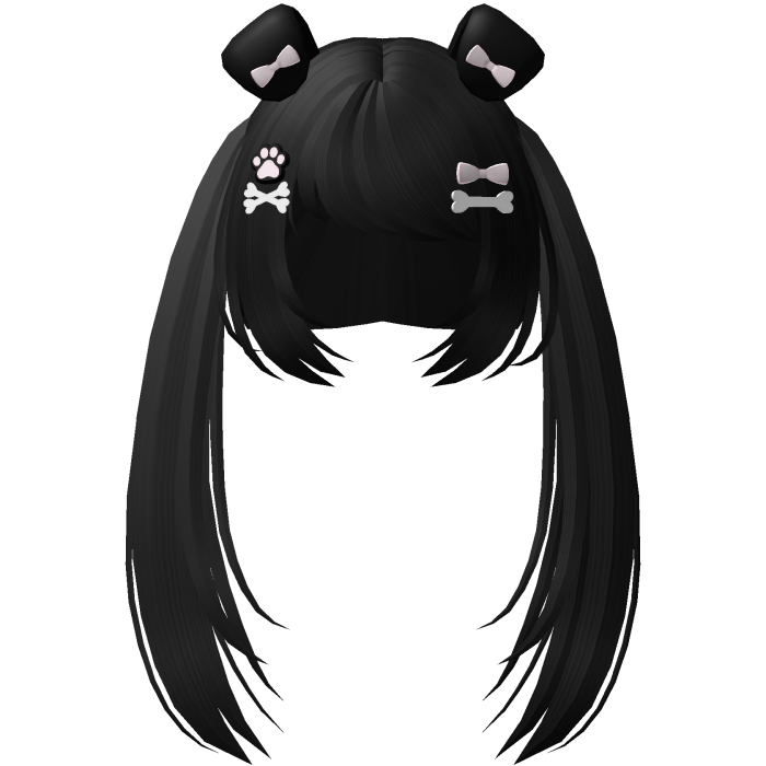   𐂯ྀི ‿ black cutesy pup pigtails . ‿ 𐂯ྀི