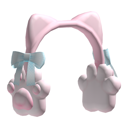 ♡ cute cat blue bow earmuffs kawaii pink 