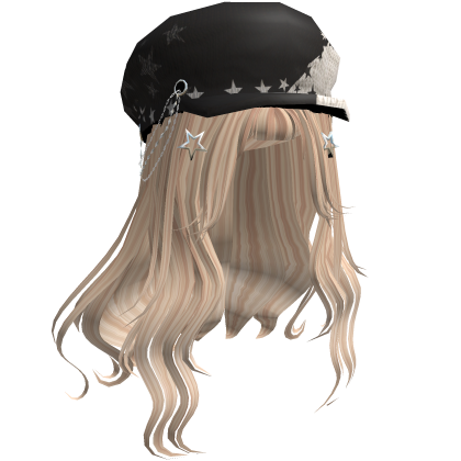 Wavy hair w/ Y2K beret - Blonde Roblox item