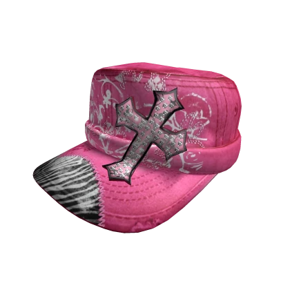 Pink Y2K Cross Zebra Cap 2000s Mcbling | Roblox Item - Rolimon's