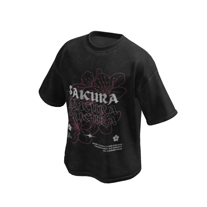 Sakura Black Wash Oversized Shirt