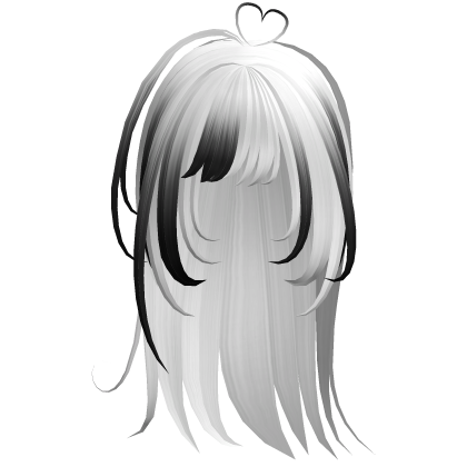 shoujo anime hair with heart cowlick white ombre Roblox item