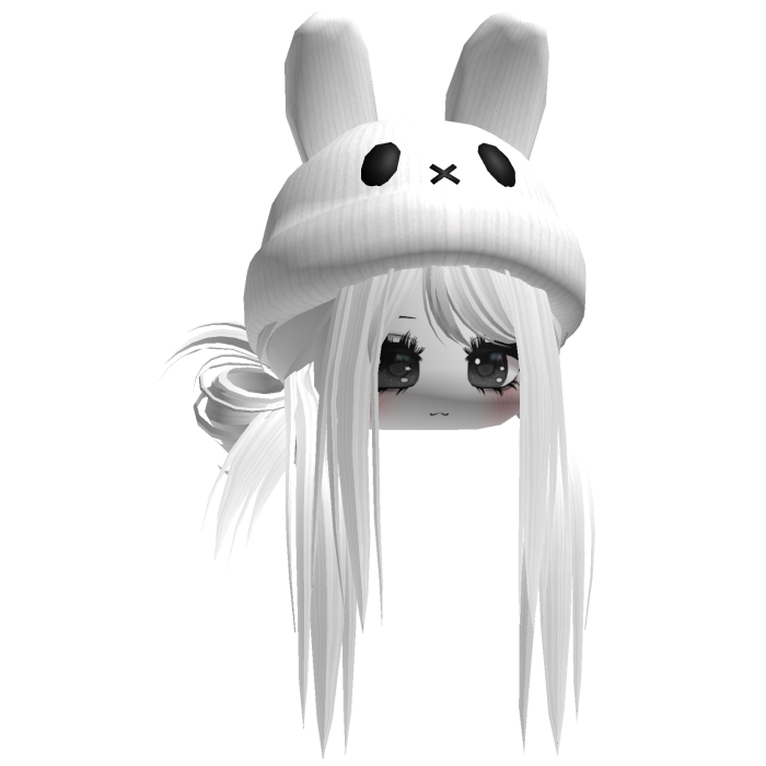 Moe Messy Girl Hair W/ Bunny Hat  White V4
