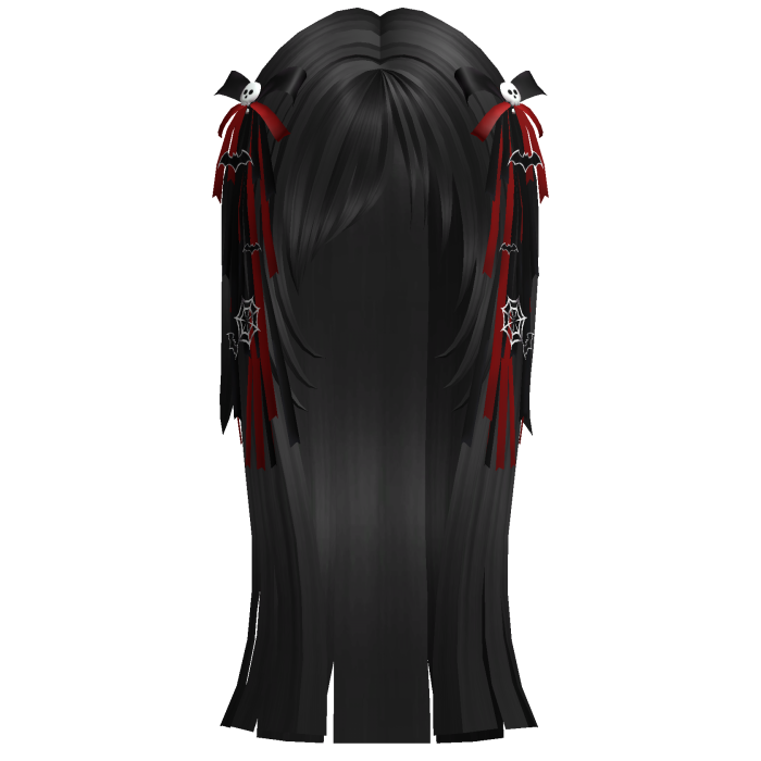 cute halloween hair w red bows black