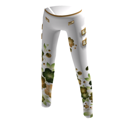 White & Yellow Cherry Blossom Pants