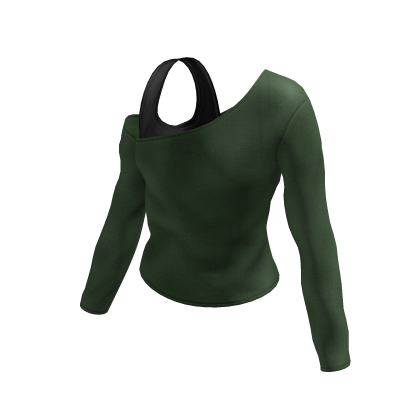 Green off shoulder shirt with black top