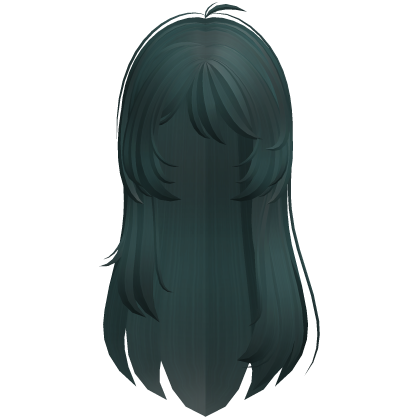 Long messy layered straight hair in dark blue