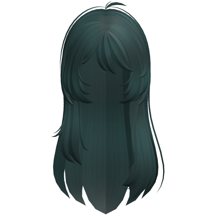 Long messy layered straight hair in dark blue