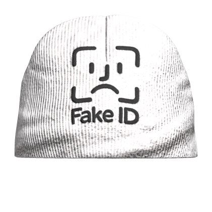 White ‘FAKE ID’ Beanie Hat