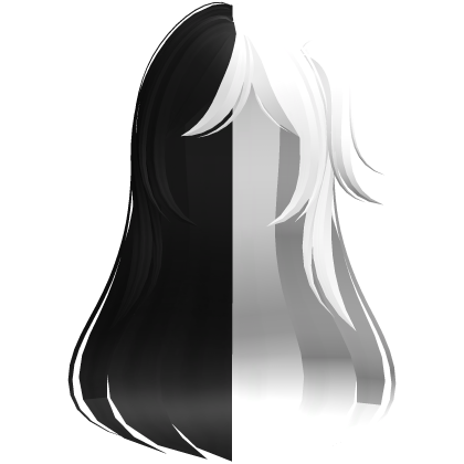 Long Wispy Black/White Split Side Ponytail Hair Roblox item