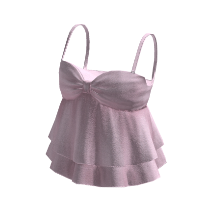🍀Ruffle Lace Strap Tee (Cool Pink)