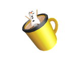 Yellow cup with marshmallow dummy