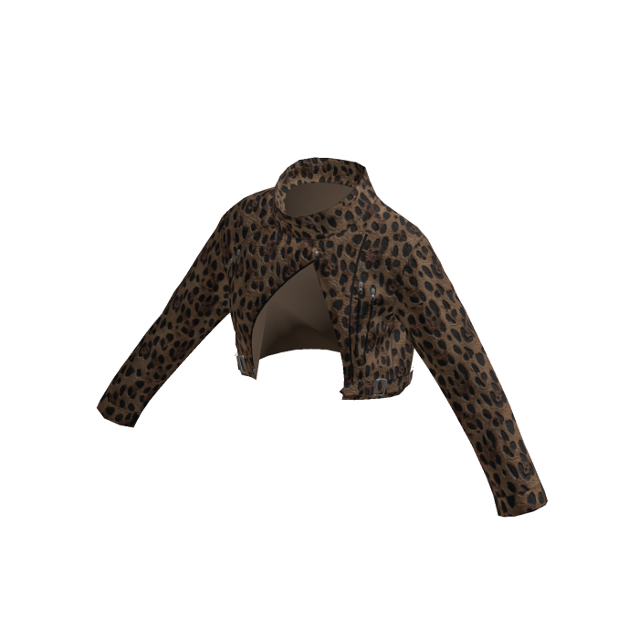 Ladies Leopard Crop Leather Biker Jacket 
